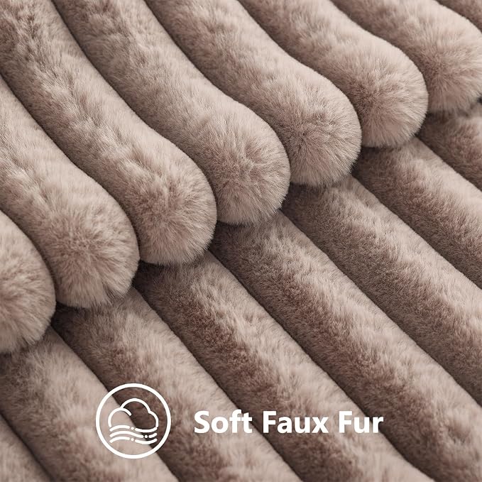 decorUhome Fall Faux Fur Throw Pillow Covers 26x26 Set of 2 Light Coffee | - Image 3