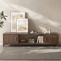 Mid Century Modern TV Stand for 70/75 Inches Television, TV Console with Fluted Doors and Storage, Entertainment Center for Living Room and Bedroom, Dark Brown