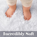 White Rugs for Bedroom, 3x5 Fluffy Shaggy Bedside Area Rug, Soft Plush Shag - Image 2