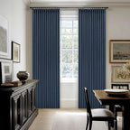 Dark Blue 96 Inch Pinch Pleated Blackout Memory Trained Linen Curtains | Memory - Image 7