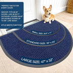 OLANLY Half Circle Front Door Mat 47x34, Waterproof Heavy-Duty Doormat | Blue - Image 2