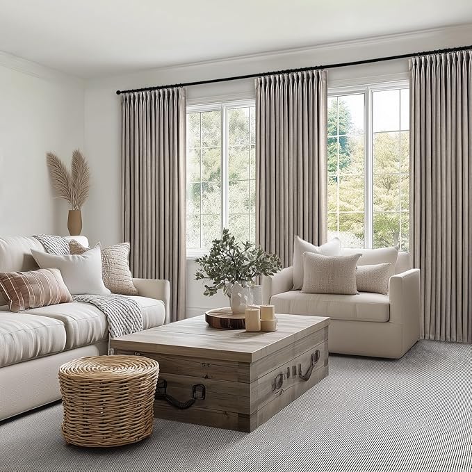 Topfinel 105 Inch Curtains 2 Panels Set, Two Packs Pinch Pleat Back Tab Linen - Image 8