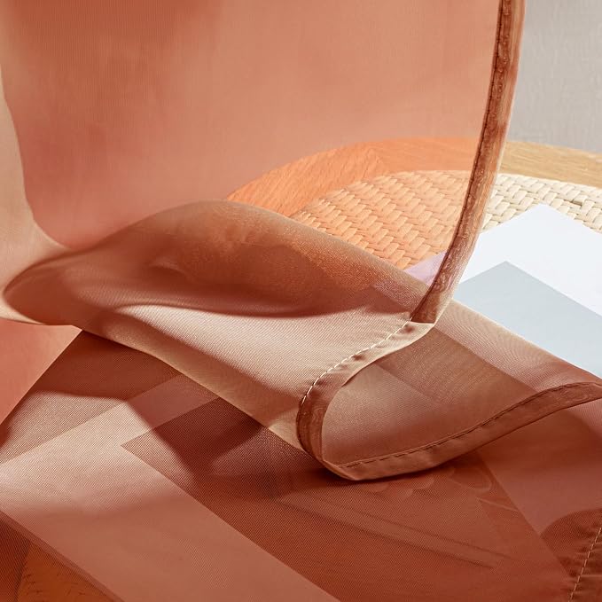 MIULEE 4 Panels Fall Burnt Orange Sheer Curtains 54 x 63 Inches | Light - Image 7