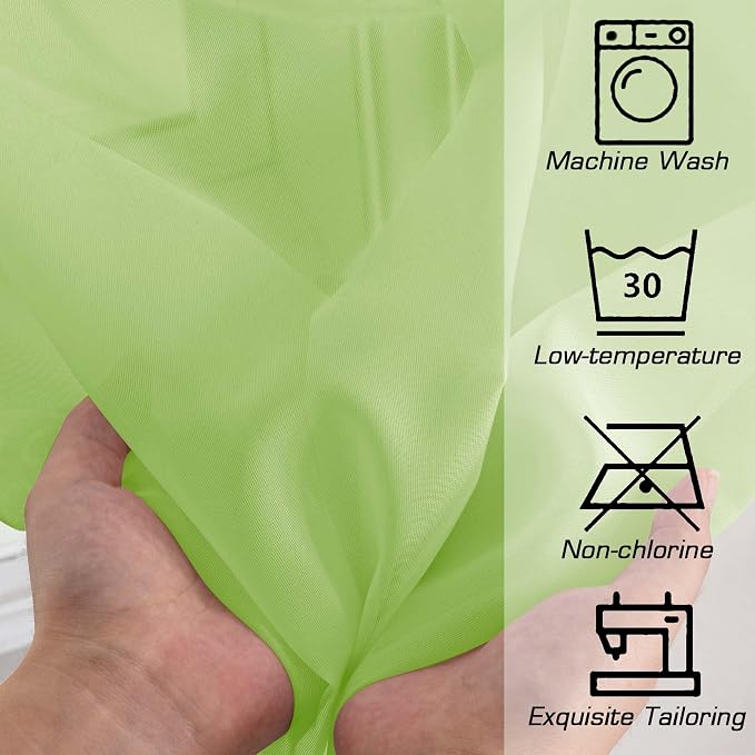 Lime Kitchen Sheer Curtains for Bedroom Living Room 45 Inch Length, Soft Solid - Image 5