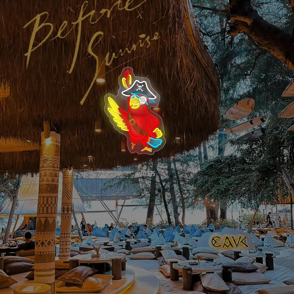 Pirate Parrot Neon Light - Pirate LED Light Wall Decor Ideal for Pirate Party Decorations Gifts for Friends