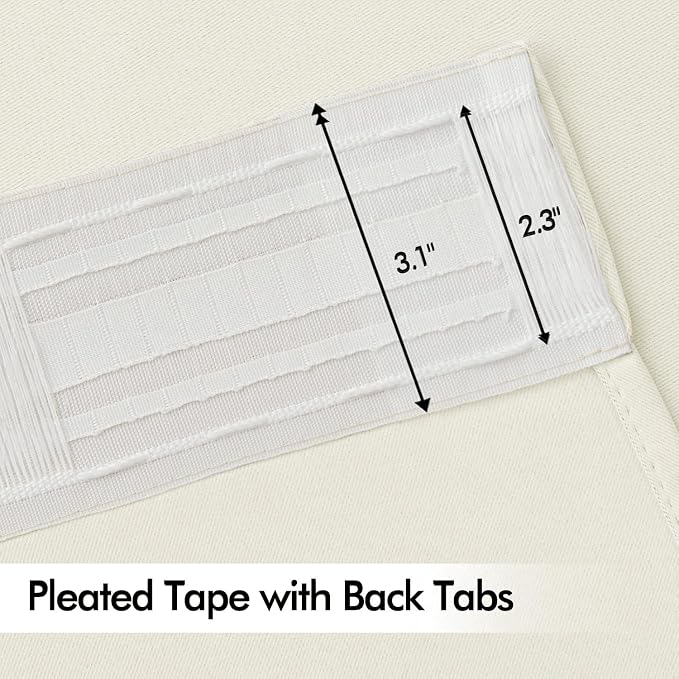 MIULEE Cream Back Tab Blackout Curtains 52x102 Inch Long 2 Panels Set | Rod - Image 4