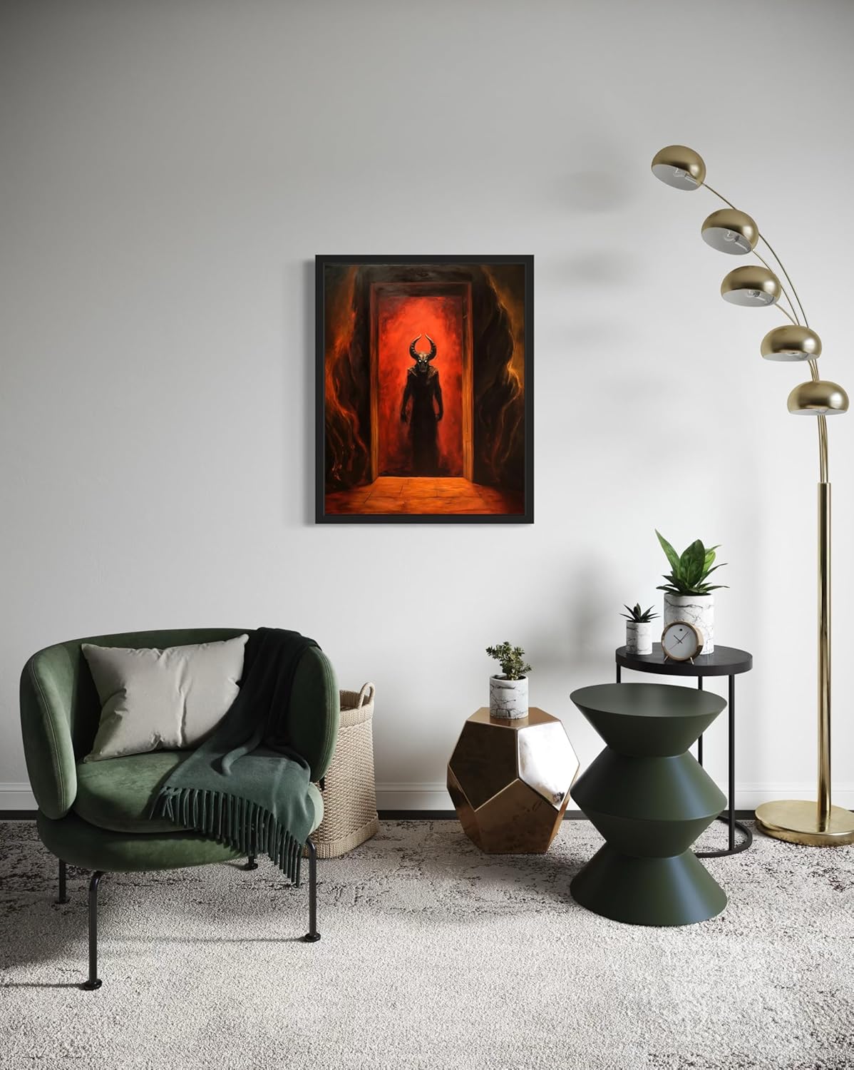 Satan and Hell Poster Art Print, Halloween Scary Vintage Wall Art Academia Spooky Painting Decoration for Horror Prints, Gothic Posters Bedroom Decor 89 (Satan and Hell, 16 x 20 inches, Unframed)