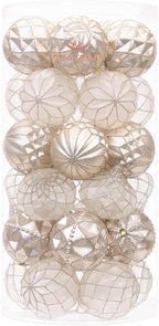 Sea Team 60mm/2.36" Delicate Contrast Color Theme Painting & Glittering Christmas Tree Pendants Decorative Hanging Christmas Baubles Balls Ornaments Set - 30 Pieces (Champagne & Matte)