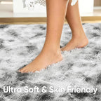 2x6 Tie-Dyed Grey and White Fluffy Runner Rug Non-Slip - Image 4