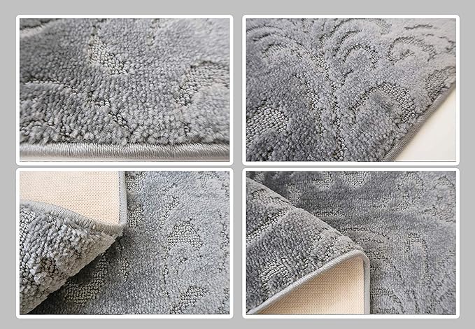 Custom Length Hallway Runner Rug, Slip Resistant, Floral Grey, 26 Inch X 19 feet - Image 5