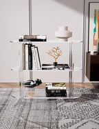 Clear Bookshelf, Acrylic Bookcase with Open Book Shelf Console Table for Entryway Office Living Room Bedroom (3 Tier Clear)