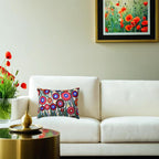 Cream Lumbar Poppy Floral Pillow Cover Red Poppies Flower Pillows White Farmhouse Chair Cushion Floral Cream Hand Embroidered Size 14x20