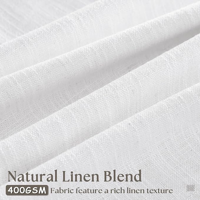 Snow White Pinch Pleat Semi Sheer Linen Curtains W70xL108 1 Panel | Light - Image 2