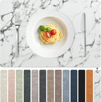 FROMHEART Faux Leather Placemats Set of 6–Waterproof,Heat/Oil Stain-Resistant PU Table Mat–Reversible,Easy to Clean Place Mats for Kitchen,Dining,Indoor/Outdoor,(Marble,11.8" x 17")