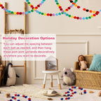 PATIKIL 13Ft Pom Pom Garland Decorations, 2Pcs Colorful Felt Ball Garland Banner Cute Rainbow Pompom Hanging Decorations for Tree Ornaments Homes Decor, Red/Green/White