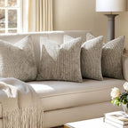 MIULEE Soft Decorative Chenille Euro Pillow Covers Khaki 22x22 Pack of 4 | - Image 5