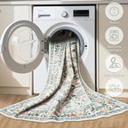 PLHXFR 2.6x10 Washable Runner Rug：Floral Indoor Kitchen Carpet Green Beige | - Image 8