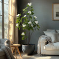 Fake Plants Home Decor Artificial Plants Outdoor Hydrangea Artificial Plants Indoor Fake Tree Living Room Decor Artificial Tree Porch Decor Fiddle Leaf Fig Tree 6Ft (White)