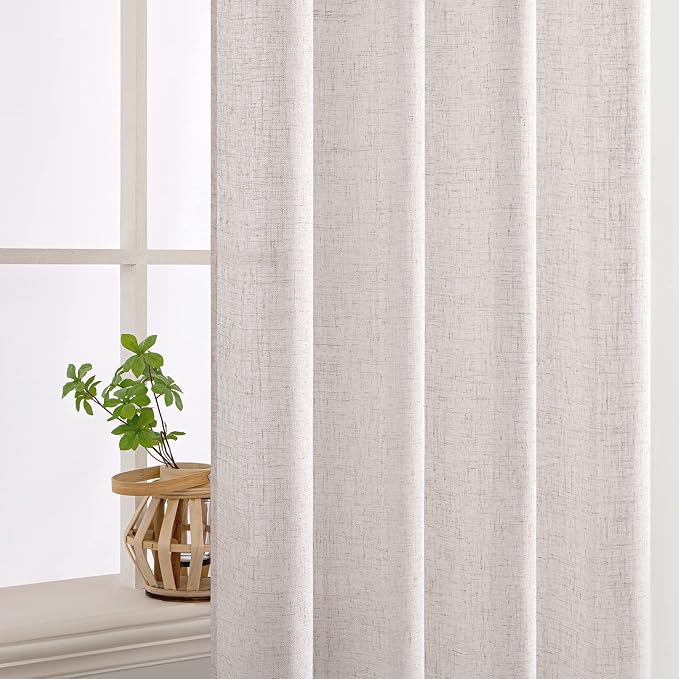 MIULEE White Linen Curtains 37x90 Inch Long 2 Panels - Image 5