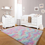 Rainbow Area Rugs for Living Room, 5x8 Fluffy Girls Bedroom Rug, Indoor Ultra - Image 8