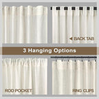 Light Filtering Linen Curtains 54 Inch Length 2 Panels Cream Semi Sheer Airy - Image 4
