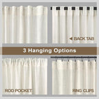 Pitalk Natural Linen Blend Back Tab Sheer Curtains 90 Inches Long - Image 4