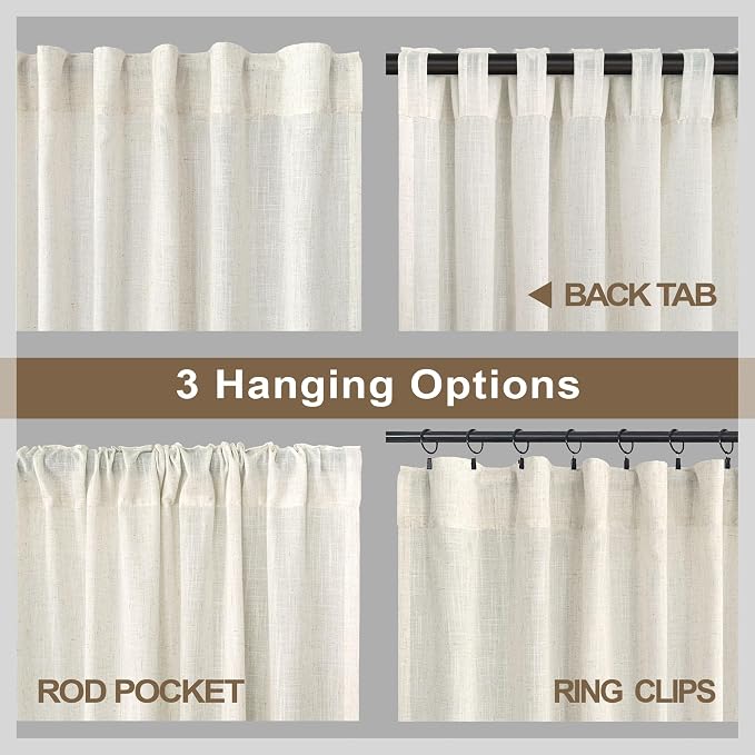Natural Linen Curtains 54 Inch Length - Image 5