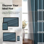 100% Blackout Linen Textured Curtains 63 Inch Long, Stone Blue | 100% Blackout - Image 7