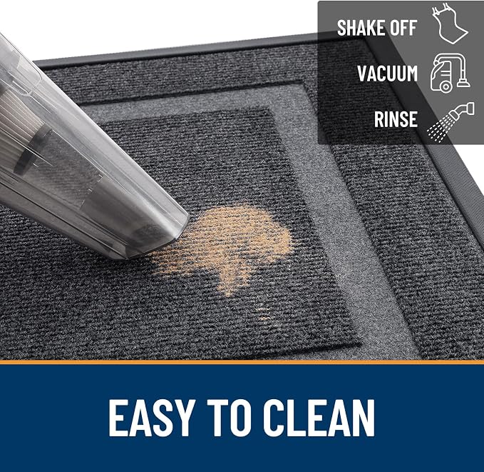 OLANLY Front Door Mat Outside 59x30, All-Season Heavy-Duty Rubber Doormat | Grey - Image 6