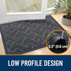 OLANLY Front Door Mat Outside 47x23, All-Season Absorbent Rubber Doormat | Grey - Image 4
