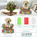 Diamond Painting Kits for Adults Beginners, 5D Full Drill Dog Crystal Art Desktop Ornament, DIY Single Sided Home Office Desk Decor, Creative Craft Gift Set with Tools
