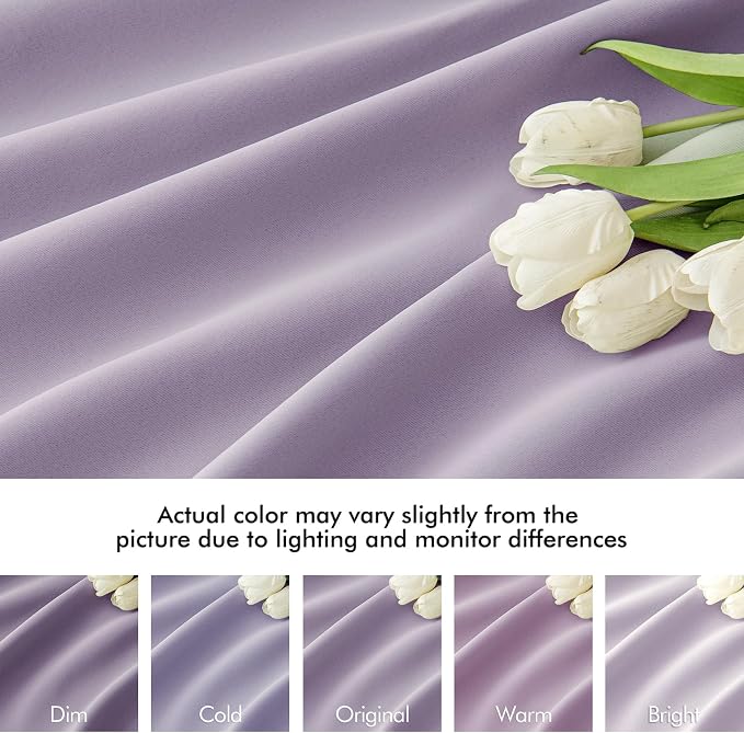 MIULEE Lilac Back Tab Blackout Curtains 52x72 Inches Long 2 Panels Set | Rod - Image 8
