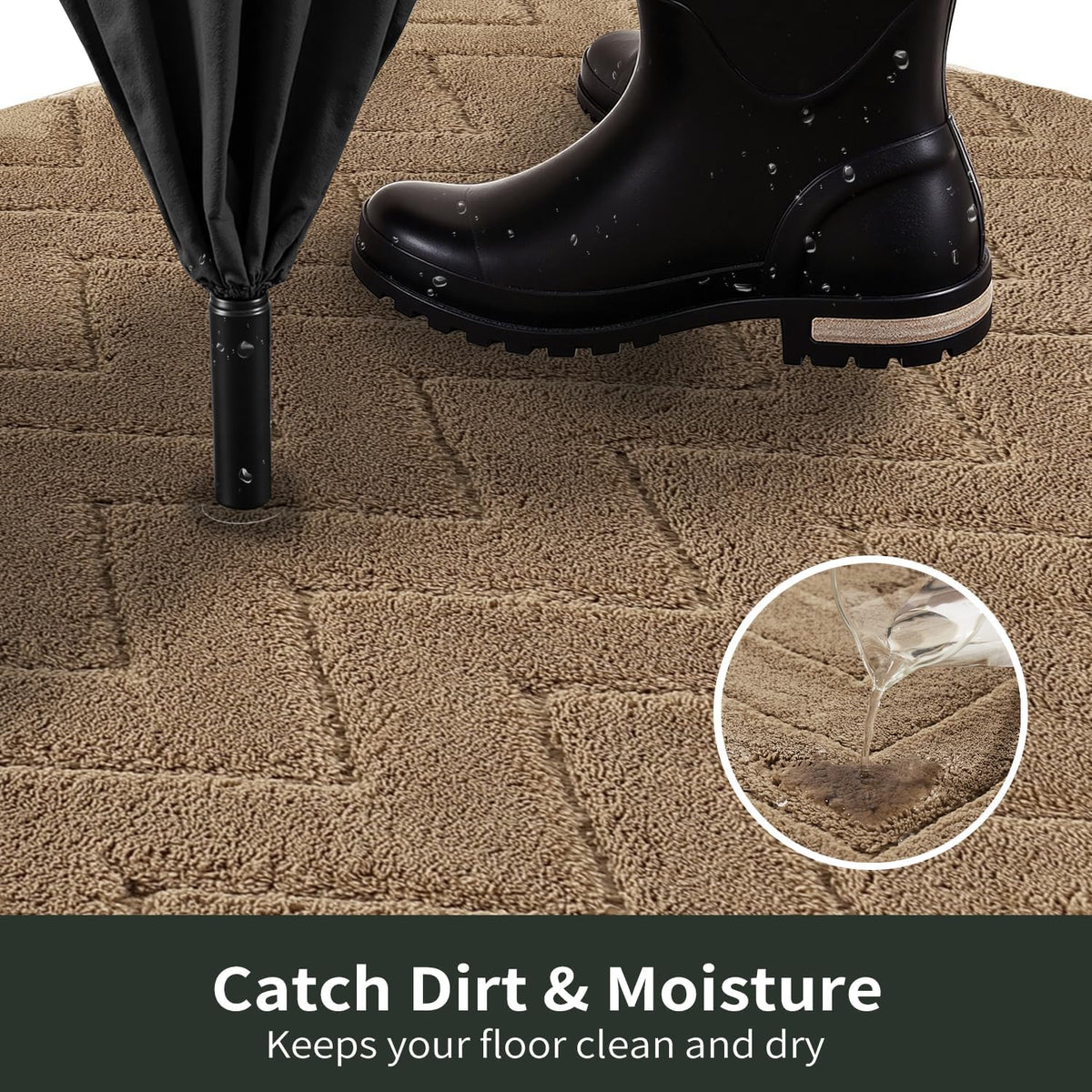 Stiio Dirt Trapper Door Mat 24x35.5 Inches, Front Doormat Indoor Outdoor Entrance Low Pile, All-Season, All-Weather Absorbent Entry Rug, Washable Non Slip Rug for Entryway, Brown