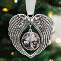Christmas Ornaments Angel Wings with Custom Photo Frame for Loss of Loved One Remembrance Keepsake with Silk Ribbon & Red Gift Box