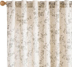 Grey Vintage Floral Linen Curtains Farmhouse 50W X 63L 2 Panels | Elisa Series by Lazzzy