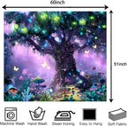 Atrippy Blacklight Fantasy Forest Poster Tapestry for Bedroom, Black Light UV Nature Tree of Life Tapestries Wall Hanging, Magical Mushroom Butterfly Backdrop for Living Room Dorm Decor 51x60 Inches