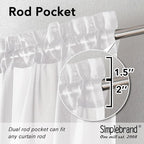 Simplebrand Sheer White Curtains 120 Inches Long, Extra Long Rod Pocket Solid - Image 6
