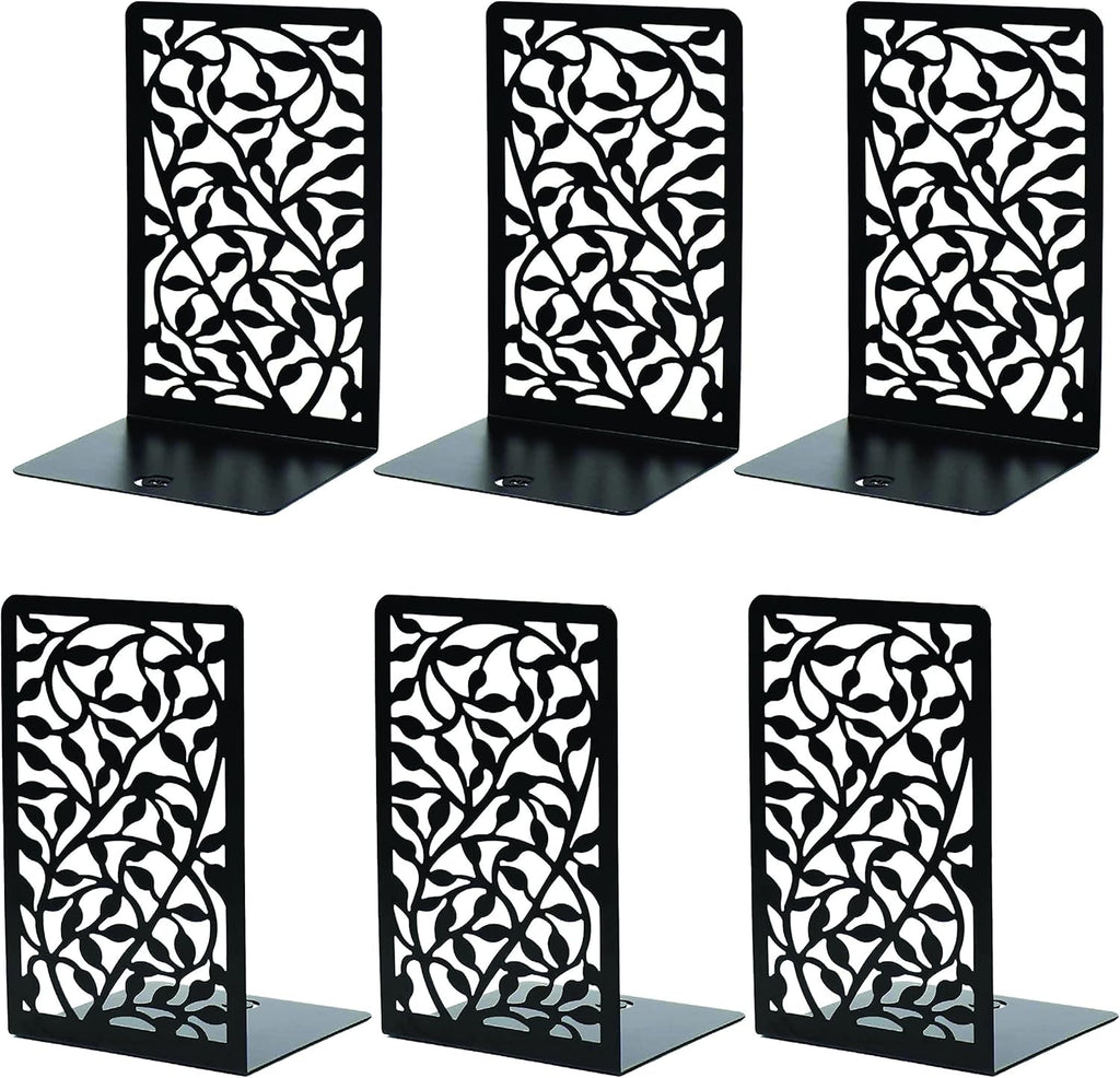 CNK Book Ends Bookends for Decorative Books Holder Bookend Shelves End Hold Heavy Duty Holders Stoppers Metal Stopper Cute Boho Bookshelf Holds Cookbook Office Home Set of 6 Bookends Pair Black