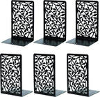 CNK Book Ends Bookends for Decorative Books Holder Bookend Shelves End Hold Heavy Duty Holders Stoppers Metal Stopper Cute Boho Bookshelf Holds Cookbook Office Home Set of 6 Bookends Pair Black