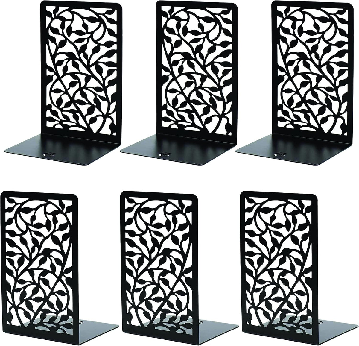 CNK Book Ends Bookends for Decorative Books Holder Bookend Shelves End Hold Heavy Duty Holders Stoppers Metal Stopper Cute Boho Bookshelf Holds Cookbook Office Home Set of 6 Bookends Pair Black