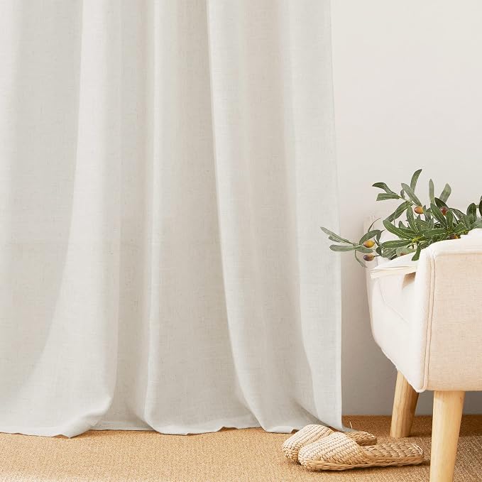 RYB HOME Linen Semi Sheer Curtains 63 inch Length - Image 7