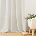 RYB HOME Extra Long Sheer Curtains, Linen Look Elegant Texture Semitransparent - Image 5