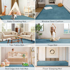Baby Play Mat for Floor Tummy Time Nursery Rug Muscle Area Rug Playroom Rug Tatami 50 * 50" Memory Foam 1.3" Thick Crawling Mat For Babies,Toddlers, Infants, Kids,Floor Mat(Green)