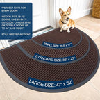 OLANLY Half Circle Front Door Mat 35x30, Waterproof Heavy-Duty Doormat | Brown - Image 2