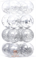 Sea Team Shatterproof Clear Plastic Christmas Ball Ornaments Decorative Xmas Balls Baubles Set with Stuffed Delicate Decorations (100mm/3.94 inch 16-Pack, Silver)