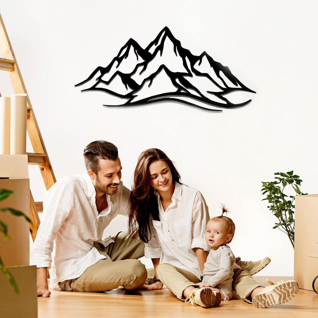 METALPLEX Mountain Range Metal Wall Art - Fade-Resistant and Rust-Free Indoor & Outdoor Aluminum Composite Wall Decor - Home Decor Wall Art For Living Room and Bedroom Decorations - Silver (47" x 22")