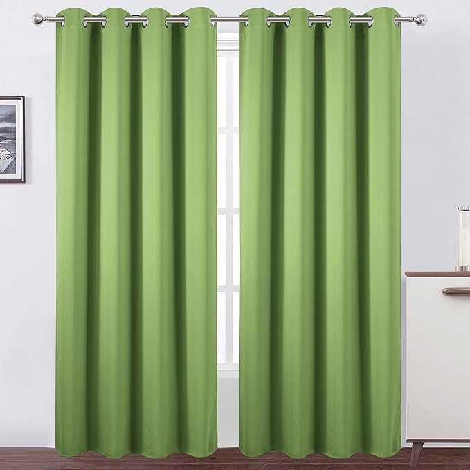 Blackout Curtains 66 x 95 inch/Light Green Curtains Set of 2 Panels/Thermal by Lemomo