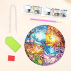 Lxmsja DIY Four Seasons Diamond Painting Hanging Ornament, Double-Sided Acrylic Landscape Diamond Art Kit, Special Shaped Drill Pendant Window Art Kit, Suncatcher Hanging Craft Decoration 8x8 inch