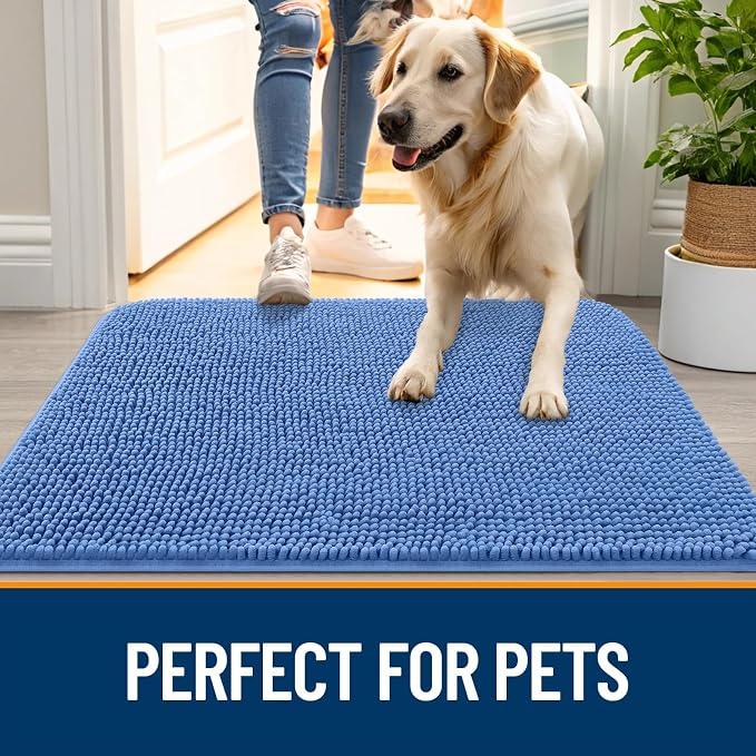 OLANLY Dog Door Mat for Muddy Paws 70x35, Super Absorbent Chenille Mud Mat | - Image 6