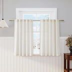 Cream Linen Textured Curtains 45 Inch Length Light Filtering Semi Sheer Short by Nanspring